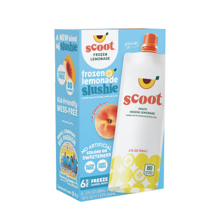 Scoot® Frozen Lemonade, Peach– 6 Pack – Hey Scoot® Frozen Lemonade